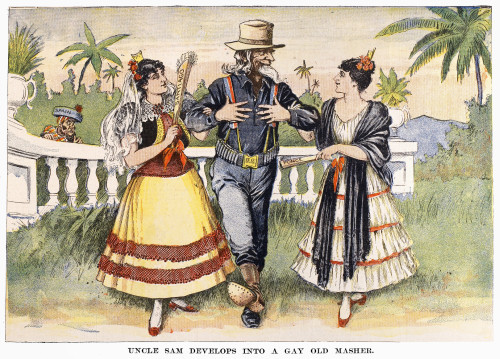 Cartoon: Uncle Sam, 1898. /N'Uncle Sam Develops Into A Gay Old Masher.' Cartoon Comment From An American Newspaper, 1898, On The Spanish-American War And American Imperial Designs. Poster Print by Granger Collection - Item # VARGRC0101766
