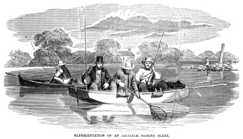 Fishing, 1854. /Namateur Fisherman Fishing For Leisure. Wood Engraving, American, 1854. Poster Print by Granger Collection - Item # VARGRC0354191