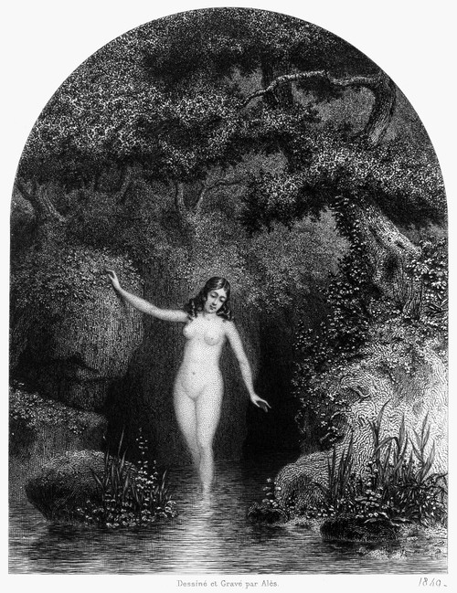 Nude In Nature, 1849. /Netching, French, 1849. Poster Print by Granger Collection - Item # VARGRC0077976