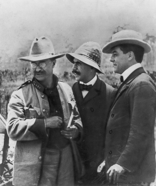 Theodore Roosevelt/N(1858-1919). 26Th President Of The United States. With Journalists Stephen Bonsal (Center) And Richard Harding Davis (Right) In Cuba, 1898. Poster Print by Granger Collection - Item # VARGRC0013929