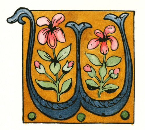 Initial 'W', 15Th Century. /Na Decorative Initial 'W' With Floral Design. Woodcut After A Mid-15Th Century French Manuscript Illumination. Poster Print by Granger Collection - Item # VARGRC0045180
