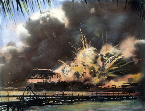Wwii: Pearl Harbor. /Nthe Uss Shaw Exploding During The Japanese Attack On The U.S. Naval Base At Pearl Harbor, Hawaii, 7 December 1941. Poster Print by Granger Collection - Item # VARGRC0040212