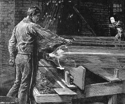 Glassworker, 19Th Century. /Na Glass Blower At Work. Wood Engraving, 19Th Century. Poster Print by Granger Collection - Item # VARGRC0126288