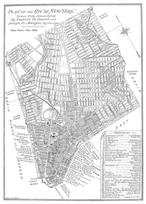 Map Of New York City, 1803. /Nwood Engraving, American, 19Th Century. Poster Print by Granger Collection - Item # VARGRC0052295