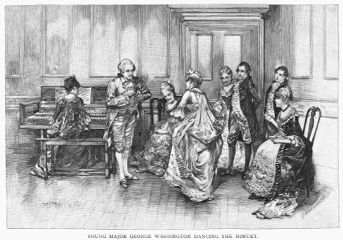 George Washington /N(1732-1799). First President Of The United States. Young Major George Washington Dancing The Minuet. Engraving, 1896. Poster Print by Granger Collection - Item # VARGRC0089602
