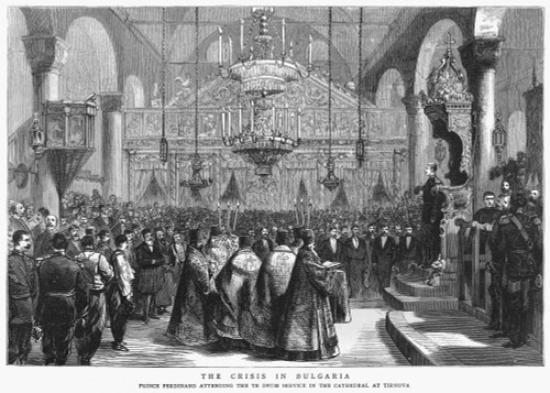 Ferdinand I Of Bulgaria /N(1861-1948). Ruler Of Bulgaria. As Prince Ferdinand, Attending The Te Deum Service At The Cathedral In Veliko Tarnovo, Bulgaria. Wood Engraving, English, 1887. Poster Print by Granger Collection - Item # VARGRC0371107