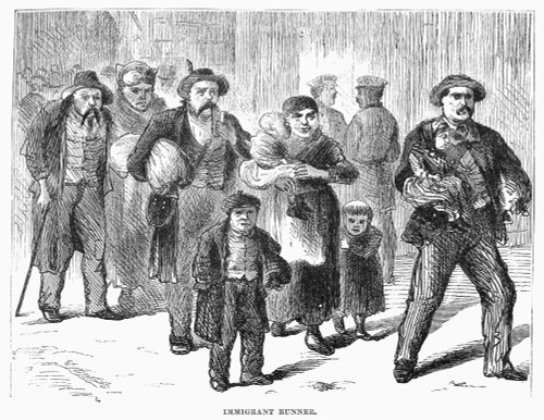 New York: Immigrants, 1871. /Nrecently Arrived Immigrants At Castle Garden, New York City. Wood Engraving, 1871. Poster Print by Granger Collection - Item # VARGRC0095469