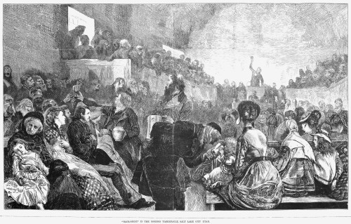 Mormon Service, 1871./N'"Sacrament" In The Mormon Tabernacle, Salt Lake City, Utah.' Wood Engraving, American, 1871. Poster Print by Granger Collection - Item # VARGRC0088501