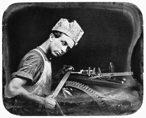 Apprentice, C1850. /Na Machinist'S Apprentice With File And Gear. Daguerreotype, American, C1850. Poster Print by Granger Collection - Item # VARGRC0101963