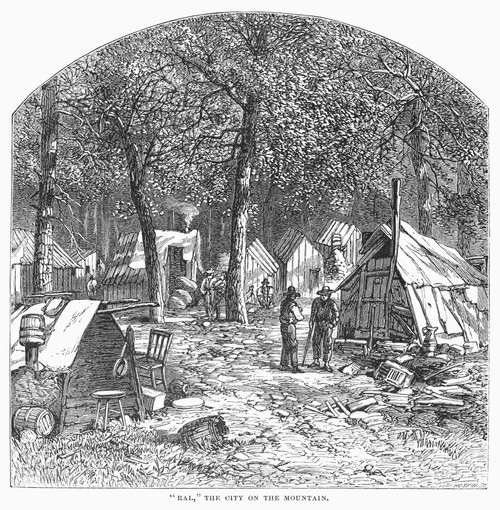 Arkansas: Hot Springs, 1878. /N'Ral,' The Camp On Hot Springs Mountain Where Poor (White) People Took Advantage Of The Thermal Springs. Wood Engraving, American, 1878. Poster Print by Granger Collection - Item # VARGRC0101047