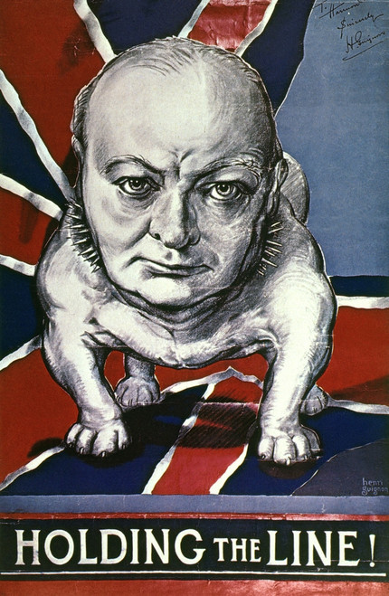 Wwii: Churchill Poster, 1942. /N'Holding The Line.' Winston Churchill As A Defiant British Bulldog On An American World War Ii Poster, 1942, By Henri Guignon. Poster Print by Granger Collection - Item # VARGRC0022222