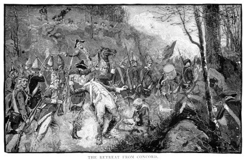 Battle Of Concord, 1775. /Nthe Retreat Of The British From Concord, Massachusetts, 19 April 1775. Wood Engraving, 19Th Century. Poster Print by Granger Collection - Item # VARGRC0005014