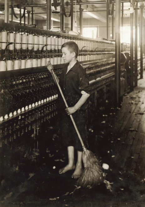 Hine: Child Labor, 1916. /Na Young Cleaner And Sweeper At The Spinning Department Of American Linen Co. Textile Mill In Fall River, Massachusetts. Photograph By Lewis Hine, June 1916. Poster Print by Granger Collection - Item # VARGRC0131513