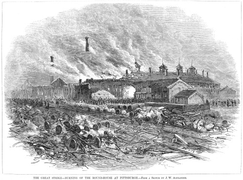 Great Railroad Strike, 1877. /Nburning Of The Roundhouse At Pittsburgh, Pennsylvania. Wood Engraving From A Contemporary American Newspaper. Poster Print by Granger Collection - Item # VARGRC0004773