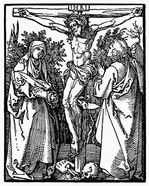 D_Rer: Crucifixion. /Nchrist On The Cross With The Virgin And Saint John. German Woodcut, 1510, By Albrecht D�rer. Poster Print by Granger Collection - Item # VARGRC0113803