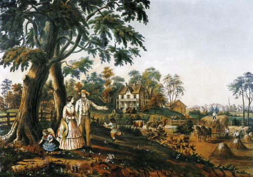 Summer Country Life, 1855. /N'American Country Life--Summer'S Evening.' Lithograph, 1855, By Nathaniel Currier. Poster Print by Granger Collection - Item # VARGRC0011650