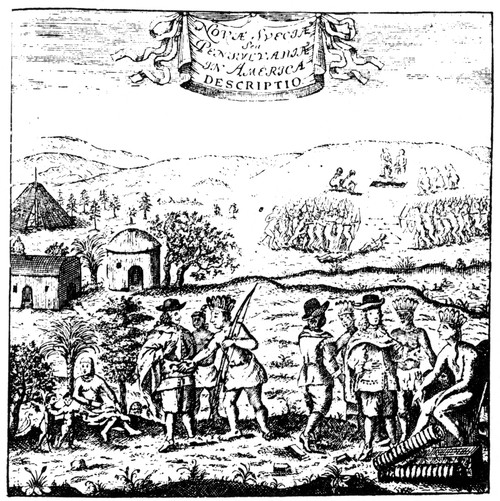Swedish Colonists & Native Americans. /Nswedish Colonists Trading With Delaware Native Americans At New Sweden, Delaware. Line Engraving, Swedish, 1702. Poster Print by Granger Collection - Item # VARGRC0014107