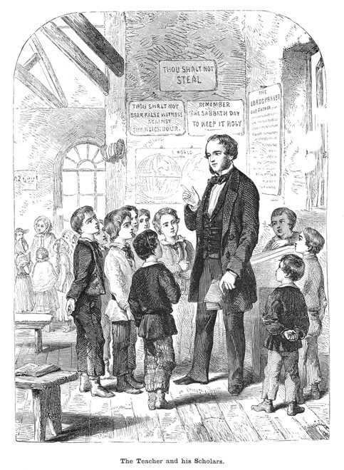 Elementary School. /N'The Teacher And His Scholars.' Wood Engraving, American, Mid-19Th Century. Poster Print by Granger Collection - Item # VARGRC0031064