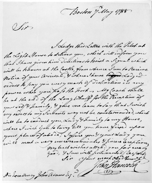 John Adams (1735-1826). /Nletter From John Hancock To John Adams, 7 May 1788. Poster Print by Granger Collection - Item # VARGRC0106865