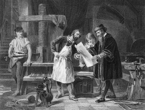 Johann Gutenberg /N(C1400-1468). German Printer. Steel Engraving, American, 1869. Poster Print by Granger Collection - Item # VARGRC0005432