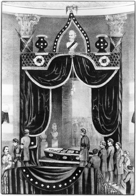 Lincoln: Funeral. /Nthe Body Of Abraham Lincoln (1809-1865) Lying In State At City Hall, Ny, April 1865. Contemporary Lithograph. Poster Print by Granger Collection - Item # VARGRC0028328