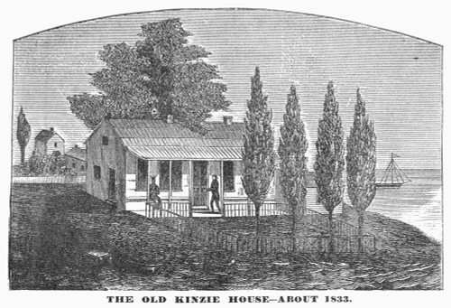 Chicago: Old House, 1833. /Nthe Kinzie House At Chicago, Illinois, 1833. Wood Engraving, American, 1878. Poster Print by Granger Collection - Item # VARGRC0101149