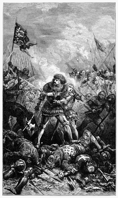 Battle Of Poitiers, 1356. /Nking John Ii And The Dauphin Sorely Pressed By The English Army At The Battle Of Poitiers, 19 September 1356. Wood Engraving, 19Th Century. Poster Print by Granger Collection - Item # VARGRC0039545
