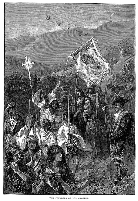 Founding Of Los Angeles. /Nthe Founding Of Los Angeles In 1781: Wood Engraving, 19Th Century. Poster Print by Granger Collection - Item # VARGRC0014692 Founding Of Los Angeles. /Nthe Founding Of Los Angeles In 1781: Wood Engraving, 19Th Century. Poster Print by Granger Collection - Item # VARGRC0014692
