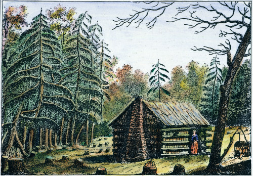 West: Log Cabin, 1826. /Na Log Cabin In A Clearing On The American Frontier. Line Engraving, French, 1826. Poster Print by Granger Collection - Item # VARGRC0010683