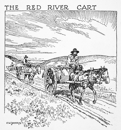 Canada: Red River Cart. /Nfrench-Native American M_Tis Driving A Red River Cart, C1810, Made Entirely Of Wood With Buffalo-Skin Tires. Illustration By C.W. Jefferys. Poster Print by Granger Collection - Item # VARGRC0017554