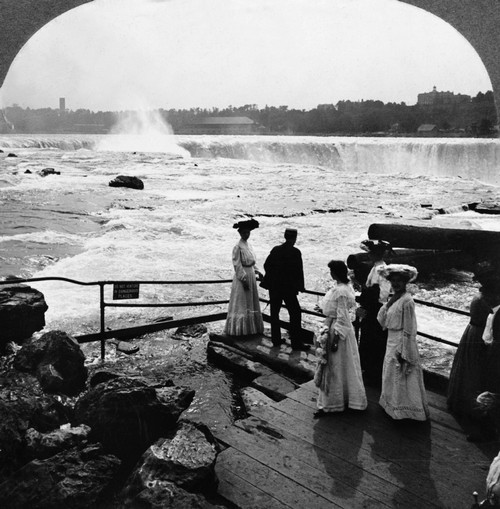 Niagara Falls, C1903./Ntourists View Rapids From Platform At Niagara Falls, Stereograph C1903. Poster Print by Granger Collection - Item # VARGRC0113449