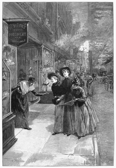 New York: Milliner, 1889. /N'New York Shop-Girls Buying Easter Bonnets On Division Street' In New York City. Engraving After A Drawing By W.A. Rogers, 1890. Poster Print by Granger Collection - Item # VARGRC0355004