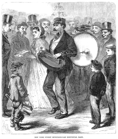 One-Man Band, 1867. /N'New York Street Musicians - An Individual Band.' Line Engraving, American, 1867. Poster Print by Granger Collection - Item # VARGRC0040492