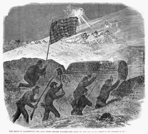 Siege Of Charleston, 1863. /N'Siege Of Charleston - The Last Night Before Wagner - The Head Of The Gap.' Engraving, 1863. Poster Print by Granger Collection - Item # VARGRC0265242