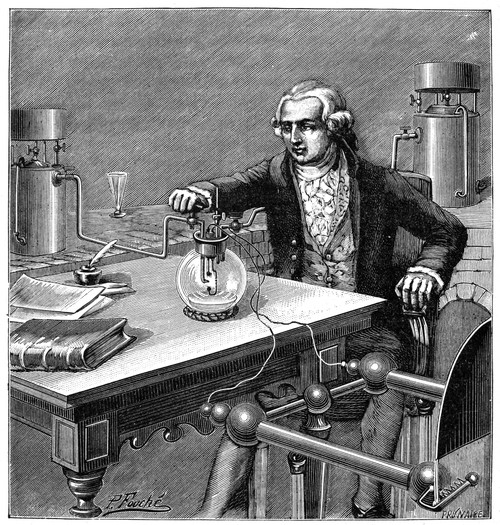 Antoine Laurent Lavoisier /N(1743-1794). French Chemist. Lavoisier Experimenting To Determine The Composition Of Water. Line Engraving, French, 19Th Century. Poster Print by Granger Collection - Item # VARGRC0013980