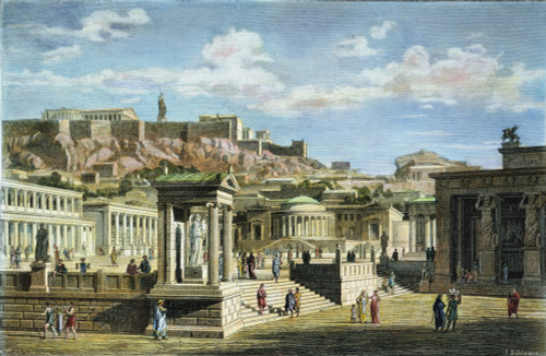 Market In Athens /Nas It Appeared In Classical Antiquity: Wood Engraving, 19Th Century. Poster Print by Granger Collection - Item # VARGRC0009602
