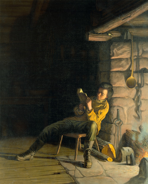 Abraham Lincoln (1809-1865). /N16Th President Of The United States. Lincoln In His Boyhood Reading By Firelight. Chromolithograph, C1868, After A Painting By Eastman Johnson. Poster Print by Granger Collection - Item # VARGRC0100365
