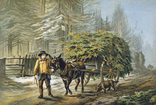 Christmas Scene, 1856. /N'The Holly Cart'. Color Lithograph, English, 1856. Poster Print by Granger Collection - Item # VARGRC0007442
