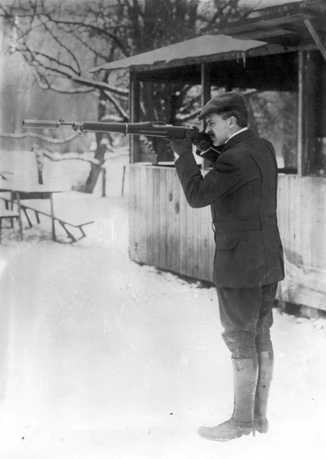 Hiram Percy Maxim /N(1869-1936). American Inventor. The Inventor Demonstrating His Maxim Silencer For Firearms, C1908. Poster Print by Granger Collection - Item # VARGRC0002202