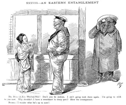 Anglo-Japanese Treaty, 1902. /N'An Eastern Entanglement.' English Cartoon, 1902, On The Treaty With Japan Ensuring Britain Of A Naval Ally If Britain And Russia Ever Went To War. Poster Print by Granger Collection - Item # VARGRC0031496