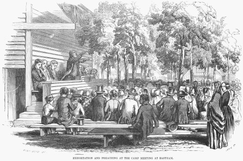 Camp Meeting, 1852. /Nmethodist Camp Meeting At Eastham, Massachusetts. Wood Engraving, 1852. Poster Print by Granger Collection - Item # VARGRC0054133