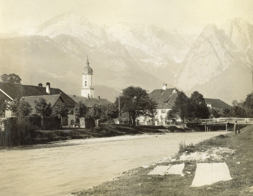 Germany: Mountains. /Nthe Town Of Garmisch-Partenkirchen In Bavaria, Germany. The Mountains In The Background Are Alpspitze, Waxenstein, Zugspitze. Photograph, C1900. Poster Print by Granger Collection - Item # VARGRC0350818