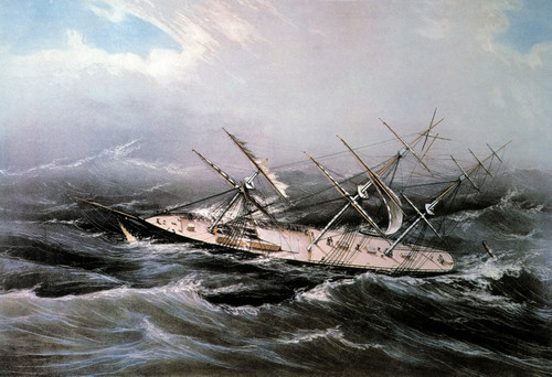 Clipper Ship 'Comet,' 1855. /Nof New York, In A Hurricane Off Bermuda. Lithograph By Nathaniel Currier. Poster Print by Granger Collection - Item # VARGRC0011751