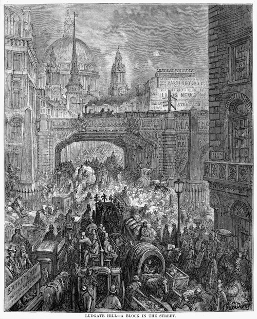Dor_: London, 1872. /N'Ludgate Hill-A Block In The Street.' Wood Engraving After Gustave Dor_ From 'London: A Pilgrimage,' 1872. Poster Print by Granger Collection - Item # VARGRC0004170