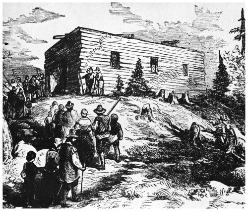 Colonial Meeting House. /Ncolonists Gathering At A Meeting House In 17Th-Century New England. Wood Engraving, 19Th Century. Poster Print by Granger Collection - Item # VARGRC0166808