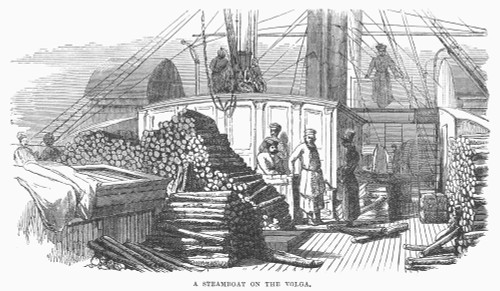 Volga Steamboat. /Na Steamboat On The Volga River. Wood Engraving, American, Late 19Th Century. Poster Print by Granger Collection - Item # VARGRC0095132
