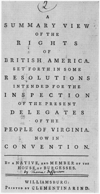 Rights Of British America. /Ncover Of Thomas Jefferson'S "A Summary View Of The Rights Of British America." Pamphlet, 1774. Poster Print by Granger Collection - Item # VARGRC0409554