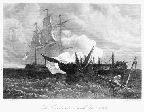 Constitution And Guerriere. /Nthe Engagement Between Uss 'Constitution' And Hms 'Guerriere' On 19 August, 1812. Engraving, 19Th Century. Poster Print by Granger Collection - Item # VARGRC0045564