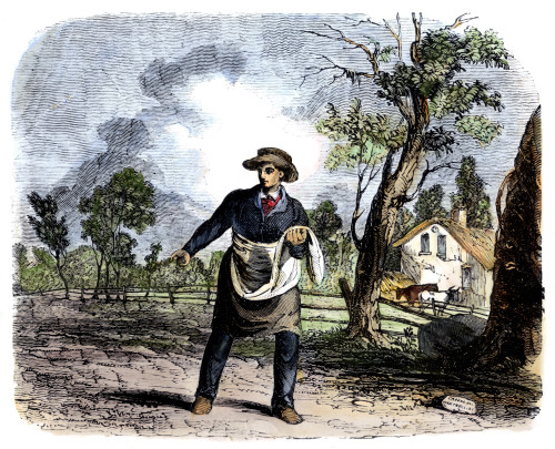 Farmer Sowing. /Nwood Engraving, 19Th Century. Poster Print by Granger Collection - Item # VARGRC0077208