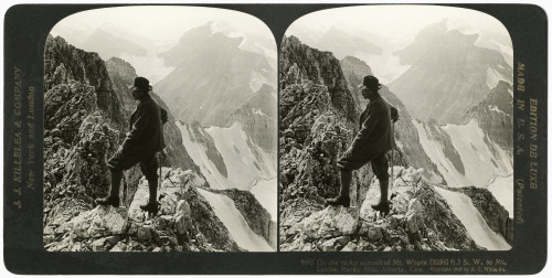 Canada: Rocky Mountains. /Nclimber On The Summit Of Mount Whyte In The Rocky Mountains, Alberta, Canada. Stereograph, C1908. Poster Print by Granger Collection - Item # VARGRC0350196